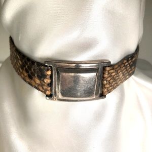 RARE 925 SNAKE SKIN CHOKER BY VERSANI VINTAGE 2003 LEATHER FLAGSHIP STORE NYC